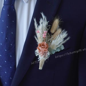 Pink Boutonniere/Wedding Boutonniere/Dry Flower Boutonniere/Mini Dried Flower Bouquet/Dried Boutonniere/Birthday Boutonniere