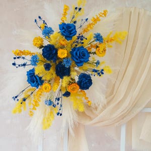 Silk Flower Flowers Fecorations,Yellow and Blue Arch Flowers,Wedding Arch Flowers,Arch Decorations,Wedding Background