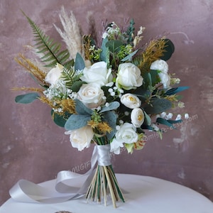 Green Wedding Bouquet,Bridal Bouquet,Bridesmaid Bouquet,Dried Flower Bouquet,Artificial Flowers Bouquet,Wedding bouquet,Boho Bouquets