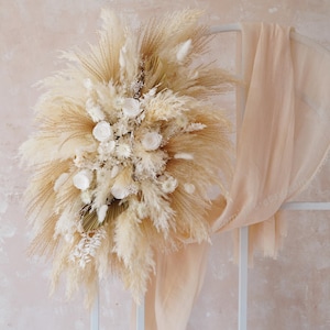 Rose Archway Flower,Cream Wedding Corner Swag,Pampas Grass Archway Flower,Outdoor Wedding Backdrop,Floral Arch Arrangement,Wedding Setup