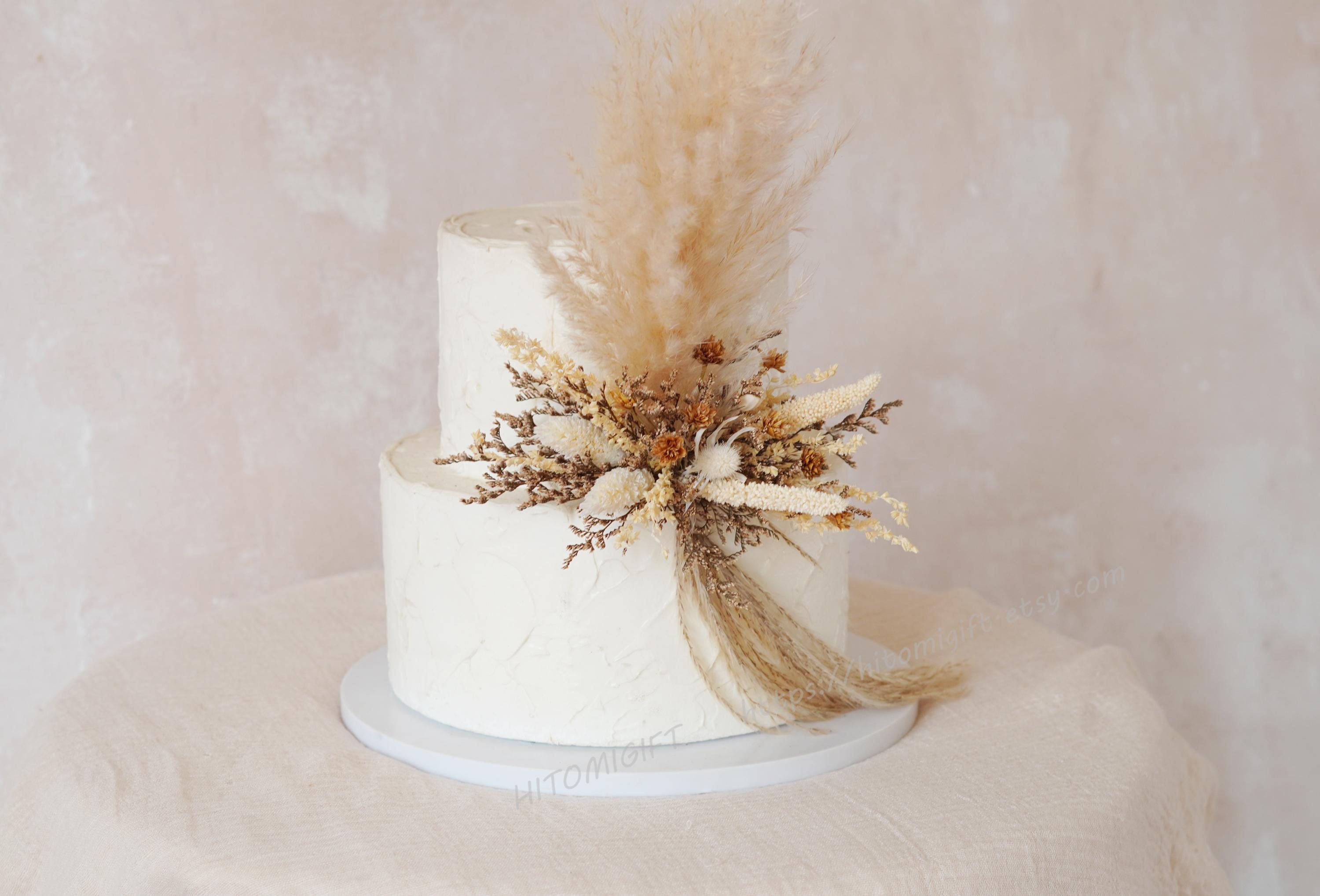 Double Layer Cake Topper - Boho Cake Topper - Dried Flower Cake Topper ...