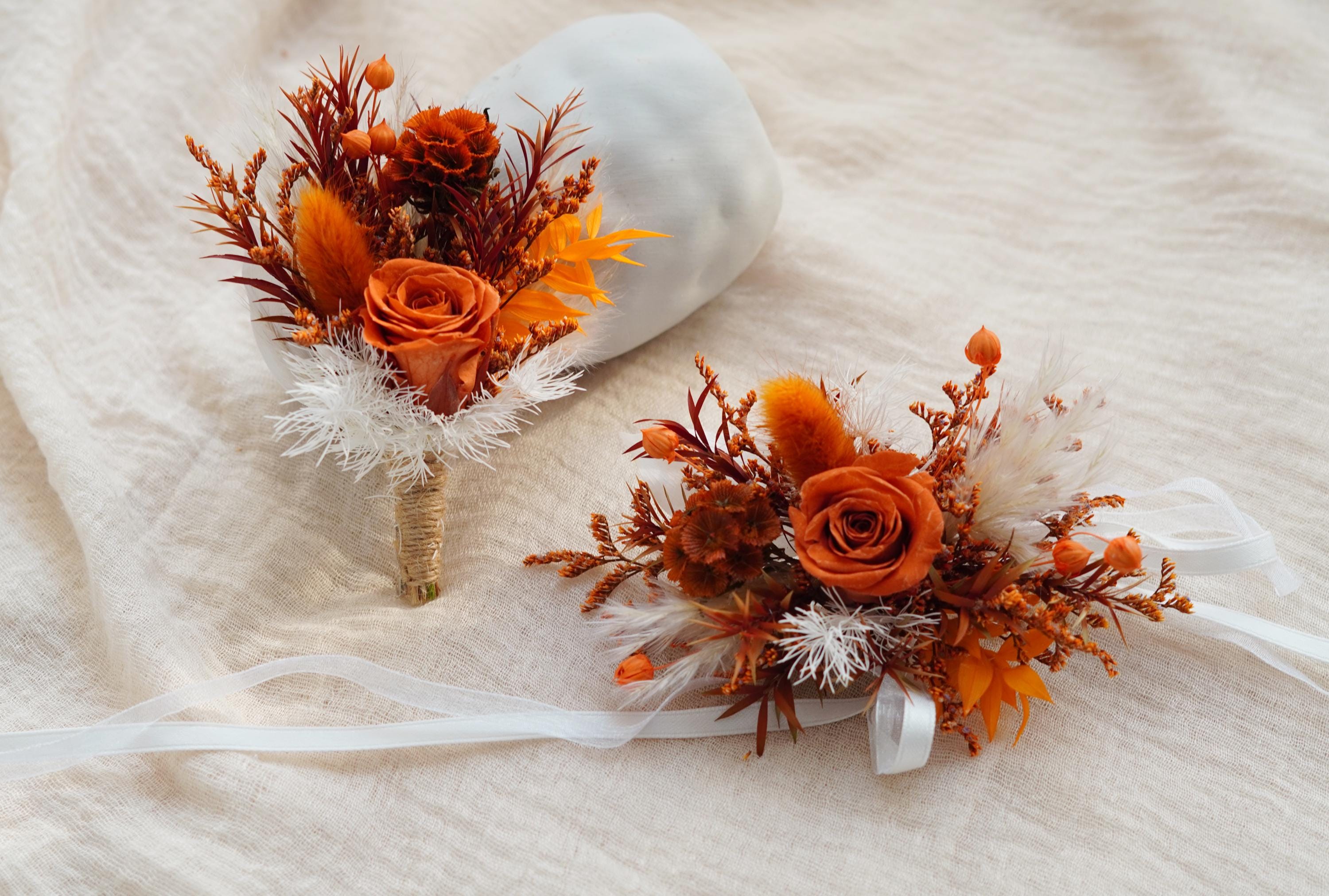 Rust Wrist Corsages,burnt Orange Wrist Corsage,terracotta Wrist Corsage ...