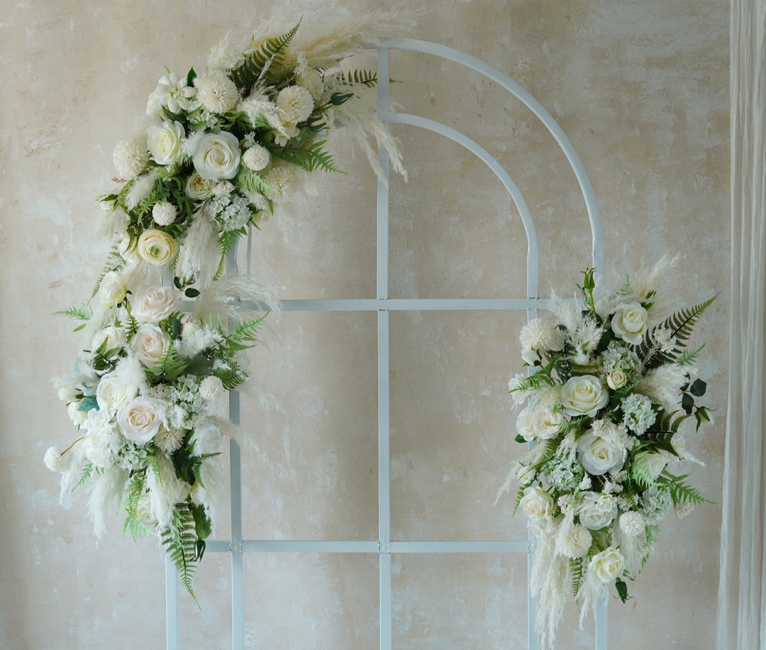 White/green Arch Flowers,silk Flowers/artificial Flower Arches Corner Swag,swag for Arch,outdoor