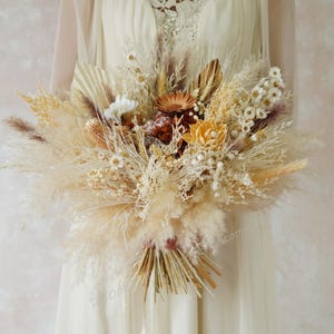 Cream Wedding Bouquet,Bridal Bouquet,Bridal Bouquet,Wedding Bouquet,Natural Dried Flower Bouquet,Pampas Grass Bouquet,Boho Wedding Bouque