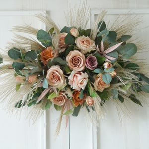 Wedding Archway,Pampas Grass Corner Swag,Swag Arch,Outdoor Wedding Backdrop, Floral Arch Arrangement,Silk flower arch 23.62&quot;×19.68&quot;