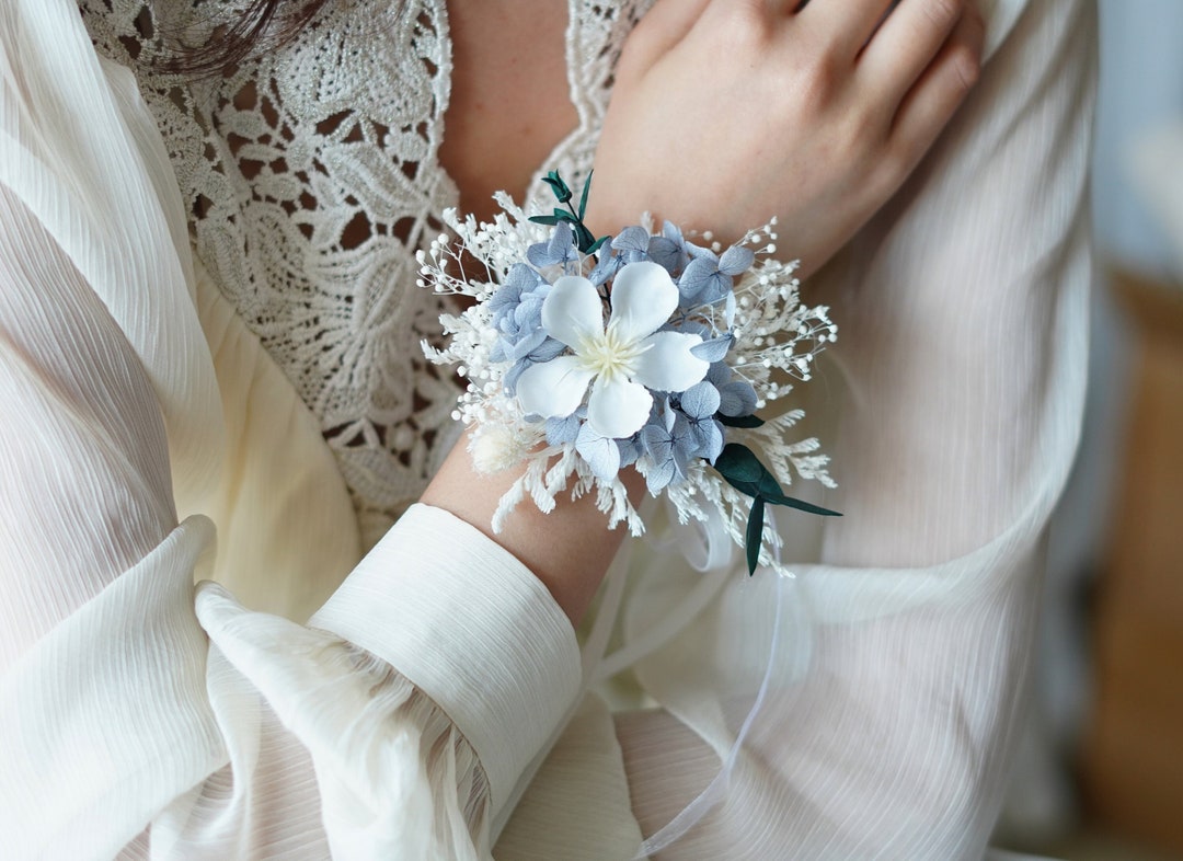 Blue Wrist Corsages/corsages/wedding Corsages/dry Flower Corsages