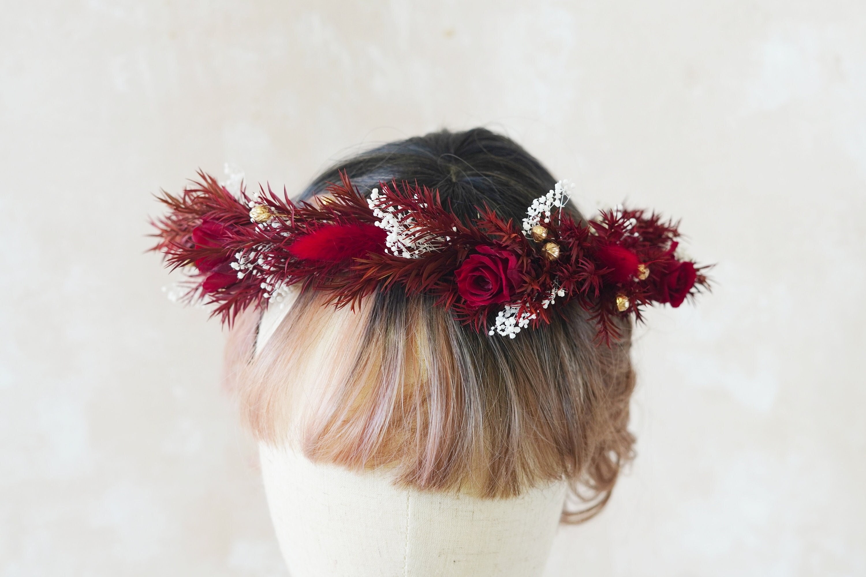 Deep Red Flower Crown - Etsy