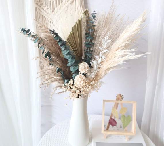 60 code di coniglietto bianco erba della pampa pianta grande bianco naturale essiccato Lagurus Ovatus erba della pampa essiccata composizioni floreali decorazione matrimonio casa