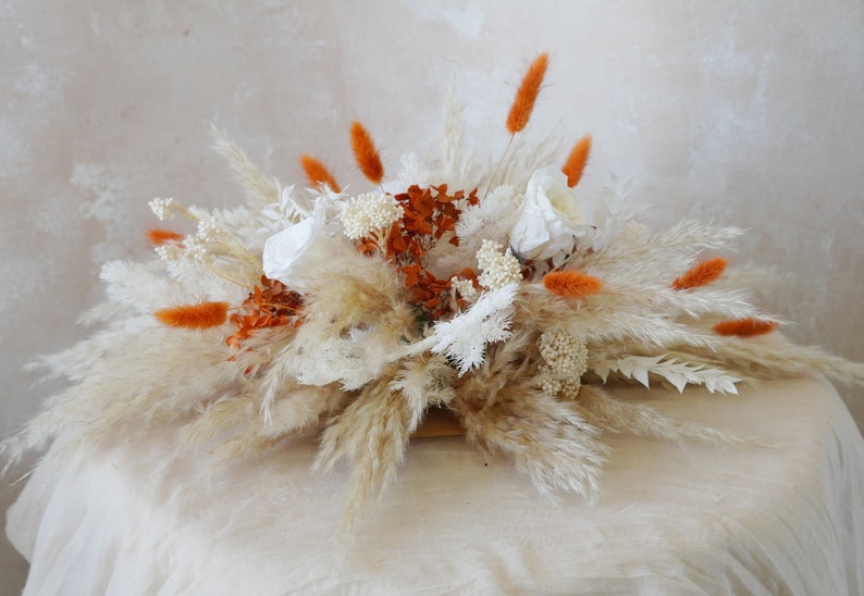 Terracotta /Burnt Orange Hydrangea Table Centerpiece,Rust Color Wedding Table Center Flowers,Fall Autumn Centerpiece,Rust Wedding Bouquet image 5