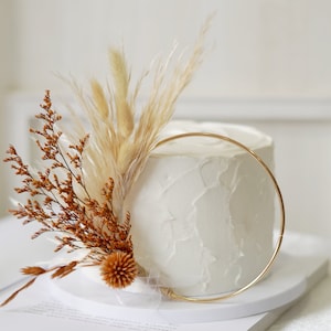 Decorazione per torta a forma di corona - Decorazione per torta con fiori secchi e polverosi - Decorazione per torta per feste - Decorazione per torta con fiori - Decorazione per torta nuziale