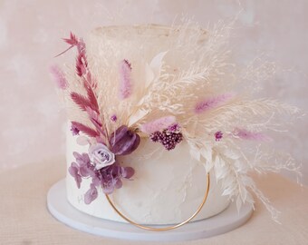 Purple Wedding Cake Toppers/Wreath Cake Toppers/Boho Cake Toppers/Party Cake Toppers/Wedding Cake Toppers/Dried Flowers Cake Toppers
