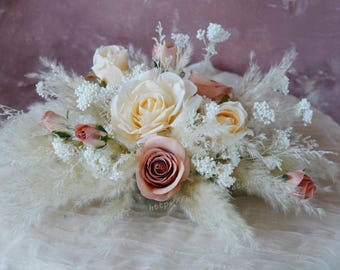 Bouquet di fiori secchi decorativi, fiori secchi naturali per la decorazione della casa, tavolo, fiori naturali Boho realizzati con fiori veri per la decorazione del soggiorno, composizioni nuziali