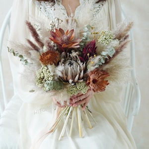 Rustic boho Wedding Bouquet,Dried natural Flowers Home Wedding Decor,bridal bridesmaids bouquets,Wedding Bouquet,Pampas grass bouquet