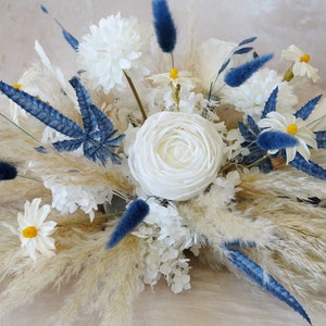 Navy blue table center flower,Wedding Table Centerpiece,Wedding Table Centerpieces,Outdoor Wedding Table Centerpieces,Blue And White Wedding
