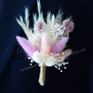 Purple Boutonnières/Pink Wedding Boutonniere/Dry Flower Boutonniere/Mini Dried Flower Bouquet/Dried Boutonniere