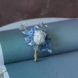 Blue BoutonniereBlue Wedding boutonnierePampas grass BoutonnièresDried Flower Bouquets Pampas Grass ArrangementWedding Groomsmen image 9