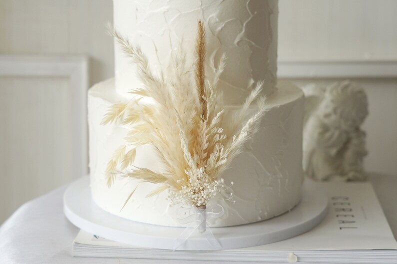 Cake Topper White Dried Flower Cake Topperparty Cake Etsy