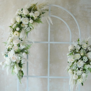 White/Green Arch Flowers,Silk Flowers/Artificial Flower Arches Corner Swag,Swag for Arch,Outdoor Wedding Backdrop,Floral Arch Arrangement