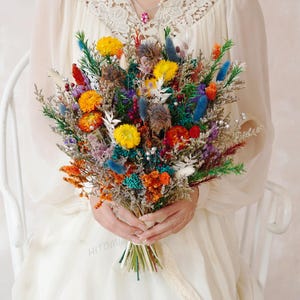 Meadow Bridal Bouquet,Colourful Wildflower Bouquet,Pink & Blue Dried Flowers Bouquet,Dried Flower Bouquet,Wedding florals,Bridal Bouquet