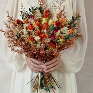 Rust Bridal Bouquet,Burnt orange Wedding Bouquet,Bridal Bouquet,Bridesmaid Bouquet,Dried Flower Bouquet,Pampas Grass Bouquet,Wedding Bouquet