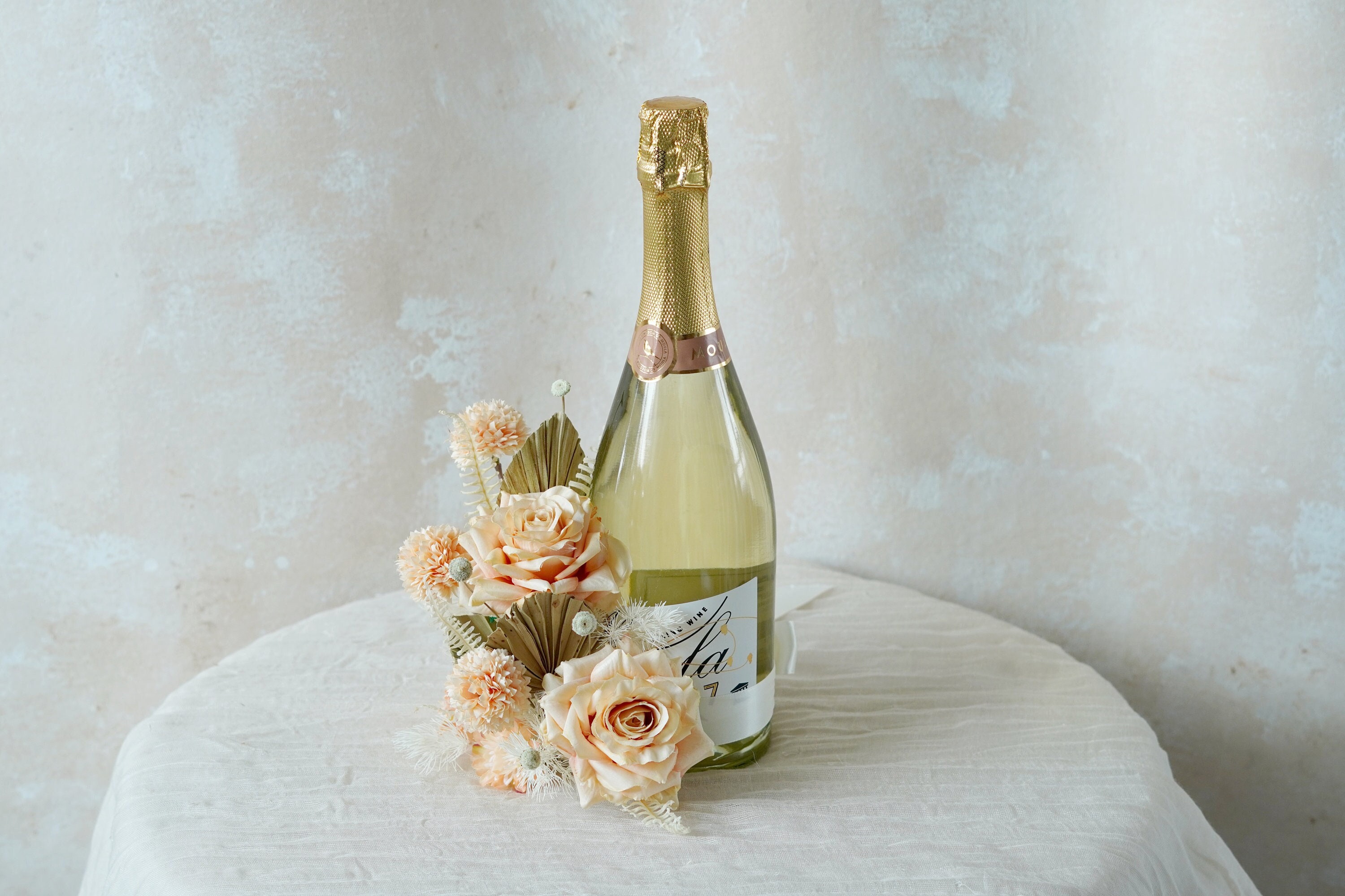 Wine Bottle Decoration Champagne Color Flowers,Wine Bottle Decoration Bouquet,Wine Bottle Bouquet,Wine Gift,Champagne Bottle Bouquet