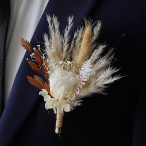 Boutonniere/Wedding Boutonniere/Dry Flower Boutonniere/Mini Dried Flower Bouquet/Dried Boutonniere/Pampas Grass Boutonniere