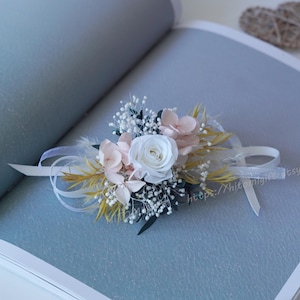 Corsages roses au poignet/Corsages de mariage/Corsages de fleurs sèches/Corsages de dames/Corsages d&#39;herbe de la pampa/Bracelets de fleurs/Corsages faits main