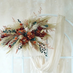Dusty Hochzeit Hintergrund, Pampasgras Hochzeit Ecke Swag, Blumenbogen Arrangement, Bogen Blumen, Hochzeit Torbogen Blume, Seidenblumenbogen, 60 * 40 cm