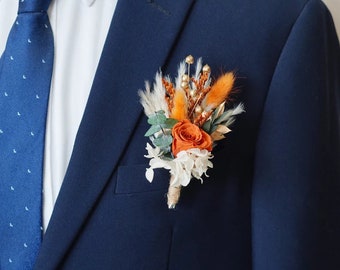 Orange Bouquet,Bohemian Wedding Bouquet,Bridal Bouquet,Dried Flower Bouquet,Pampas Grass Bouquet,Wedding Decoration,Bridesmaid Bouquet