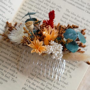 Dried flower Hair Comb,Autumn Wedding Hair Comb Decoration,Natural Wild Flower Girl Hair Comb,Pampas Grass Bohemian Wedding Hair Comb