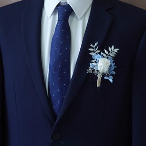 Blue BoutonniereBlue Wedding boutonnierePampas grass BoutonnièresDried Flower Bouquets Pampas Grass ArrangementWedding Groomsmen image 3