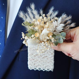 Boho-Bräutigam Boutonniere / Taschen-Boutonniere / Hochzeits-Boutonniere / Trockenblumen-Boutonniere / Herren-Boutonniere / getrocknete Boutonniere, Knopfloch