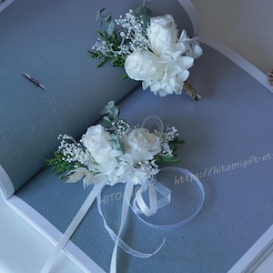Bouquets de fleurs roses au poignet/Corsages de mariage/Corsages de fleurs séchées/Corsages de fleurs de pampa/Corsages d&#39;herbe de la pampa/Bracelets de fleurs faits main/Bracelets de fleurs