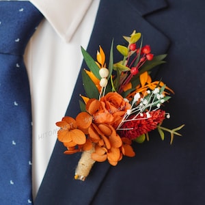 Rust Color Wedding Boutonniere,Terracotta Boutonniere,Fall Wedding Boutonniere,Burnt Orange Wedding,Groom Boutonniere,Dry Flower Wedding