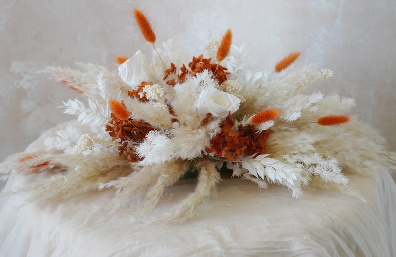 Terracotta /Burnt Orange Hydrangea Table Centerpiece,Rust Color Wedding Table Center Flowers,Fall Autumn Centerpiece,Rust Wedding Bouquet image 8