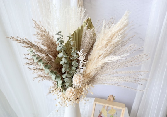 Mazzo Di Erba Della Pampa Secca - 15 Pezzi Per Decorazioni Boho E Matrimoni
