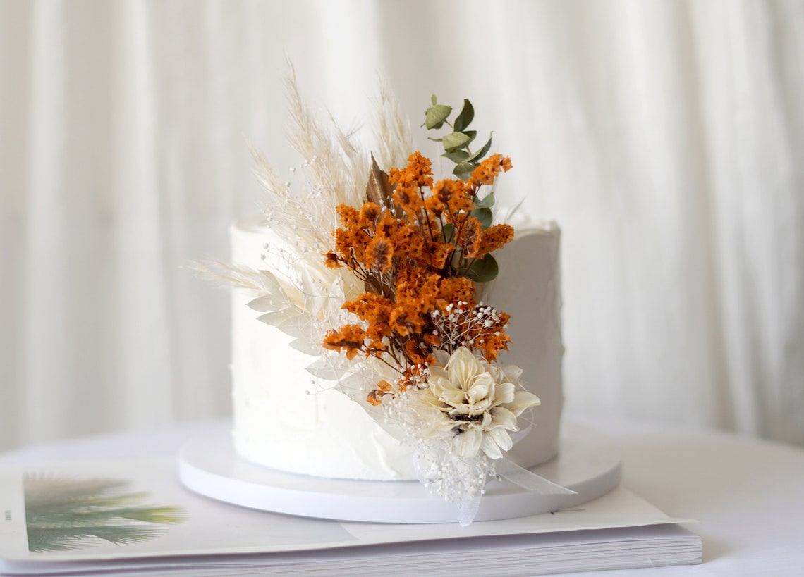 Cake Topper Dried Flower Cake Topperparty Cake Etsy