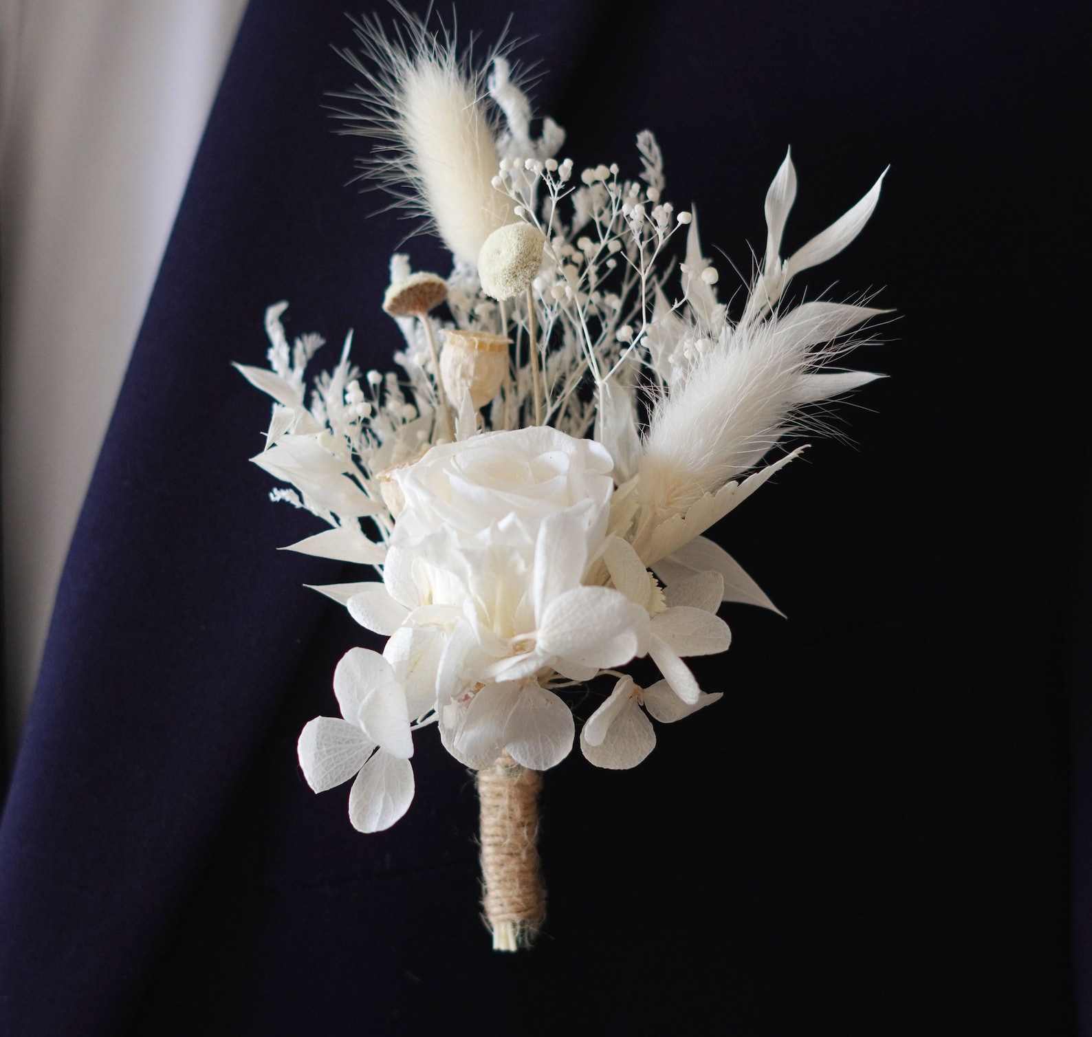 White Rose Boutonniere/wedding Boutonniere/dry Flower - Etsy
