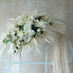 White Wedding Archway Flower,Ceremony Arbor Flowers,Wedding Corner Swag,Swag for Arch,Faux Artificial Arrangements,Outdoor Wedding Backdrop