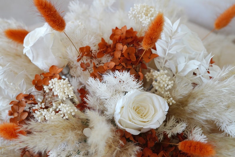 Terracotta /Burnt Orange Hydrangea Table Centerpiece,Rust Color Wedding Table Center Flowers,Fall Autumn Centerpiece,Rust Wedding Bouquet image 10