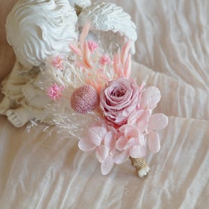 Pink+Cream Boutonniere,Wedding Boutonniere,Romantic Boutonnieres,Dry Flower Boutonniere,Bestman Groom Boutonniere,Pampas Grass Boutonniere