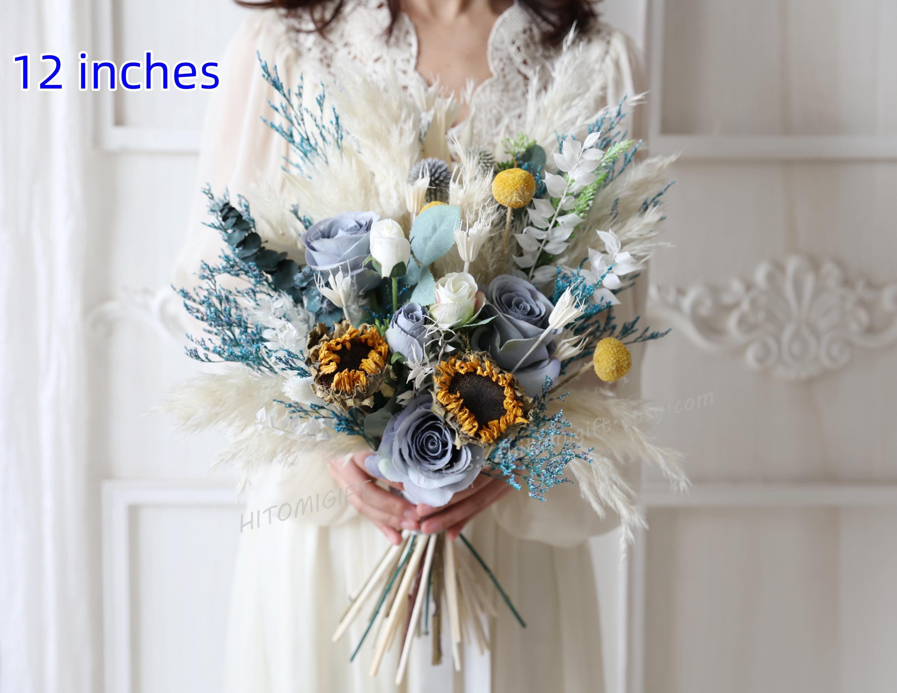 Blue Wedding Bouquet,bridal Bouquet,bridesmaid Bouquet,pampas Grass Blue Wedding Bouquet,bridal Bouquet,bridesmaid Bouquet,pampas Grass