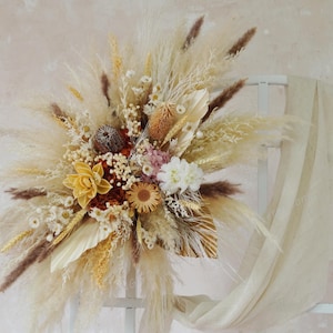 Natural Dried Flowers Wedding Backdrop,Pampas Grass Arch Flowers,Outdoor Wedding Backdrop,Floral Arch Arrangement,Wedding Arrangement