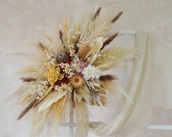 Natural Dried Flowers Wedding Backdrop,Pampas Grass Arch Flowers,Outdoor Wedding Backdrop,Floral Arch Arrangement,Wedding Arrangement