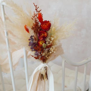 Fiori per decorazioni per sedie, decorazioni per sedie da matrimonio, mini bouquet da matrimonio, bouquet di erba della pampa, fiori secchi, decorazioni floreali naturali, decorazioni per la casa