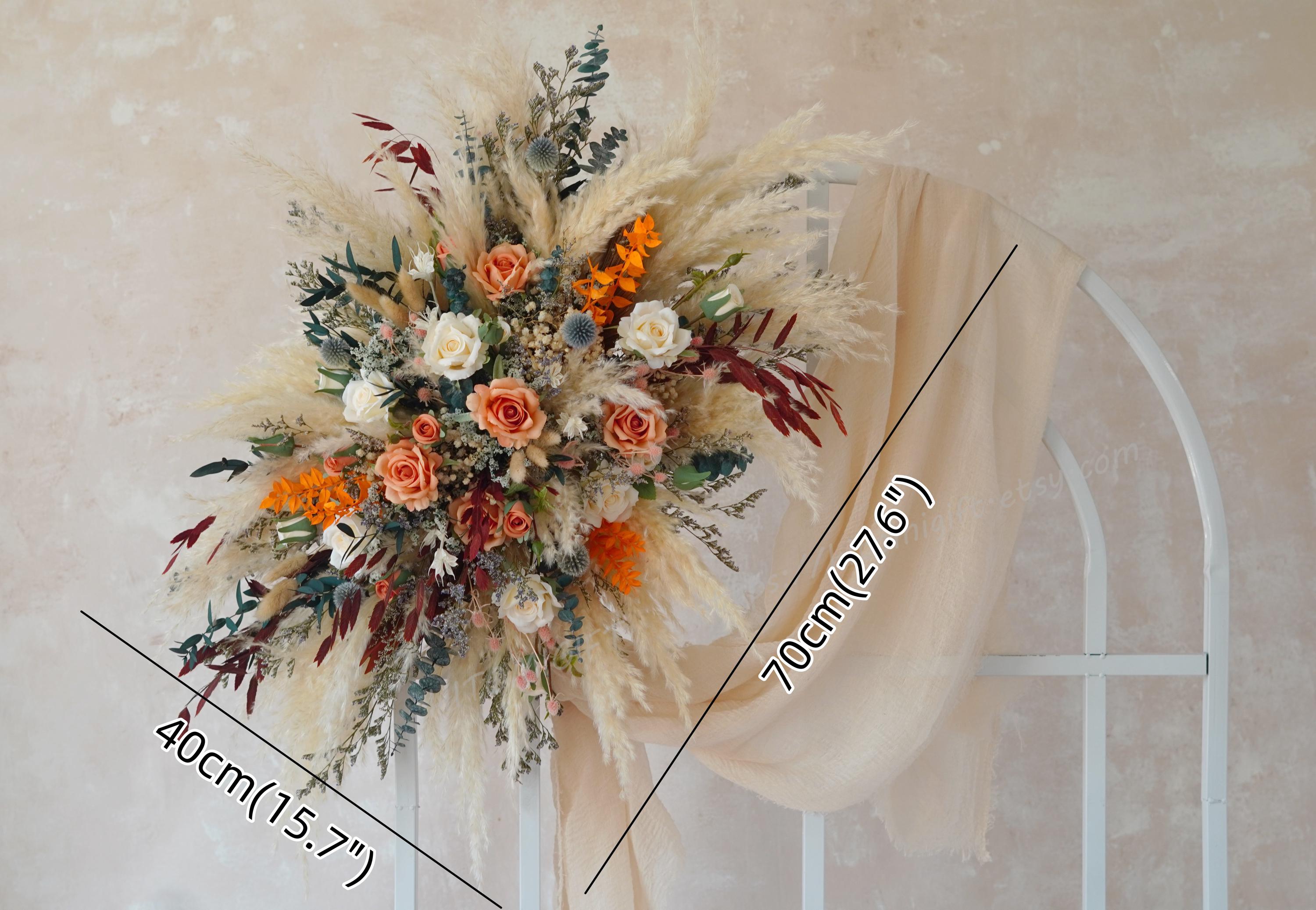 オレンジウェディングブーケ、秋のシルクフラワーウェディングブーケ