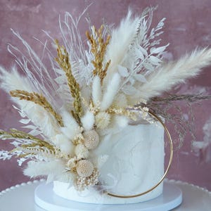 Decorazione per torta a forma di corona - Decorazione per torta con fiori secchi Boho - Decorazione per torta per feste - Decorazione per torta nuziale - Decorazione per torta con fiori - Decorazioni per torte
