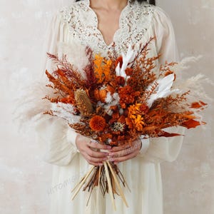 Terracotta Bridal Bouquet,Autumn Wedding Bridal,Bridal Bouquet,Wedding Bouquet,Autumn Bride,Pampas Grass Bouquet,Burnt Orange Bridal Bouquet