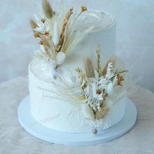 Topper per torta nuziale romantica-Topper per torta nuziale-Topper per torta con fiori secchi-Topper per torta da festa-Topper per torta nuziale-Torta nuziale per festa