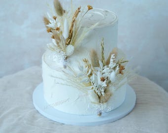 Romantic Wedding Cake Topper-Wedding Cake Topper-Dried flower cake topper-Party cake topper-Cake Topper-Bridal cake Party